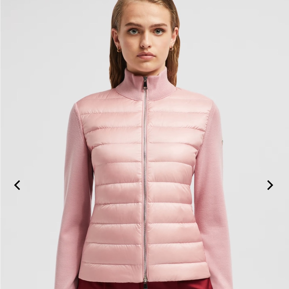 Moncler Padded Wool Cardigan Pink Size Small